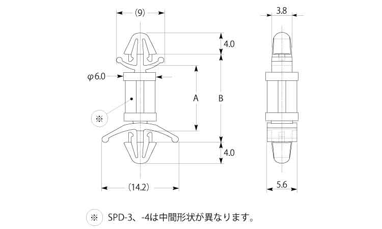 ＣＢスペーサー　ＳＰＤ－Ｕ図面