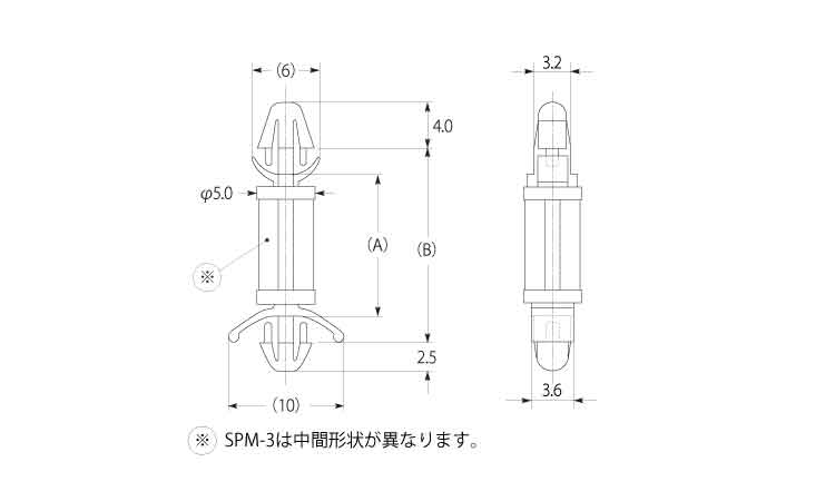 ＣＢスペーサー　ＳＰＭ－Ｕ図面