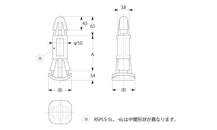 ＣＢスペーサー　ＲＳＰＬＳ－ＬＵ図面
