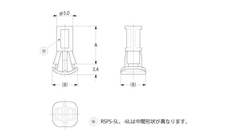 ＣＢスペーサー　ＲＳＰＳ－ＬＵ図面