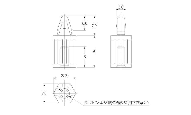 ＣＢスペーサー　ＳＴＢＳ図面