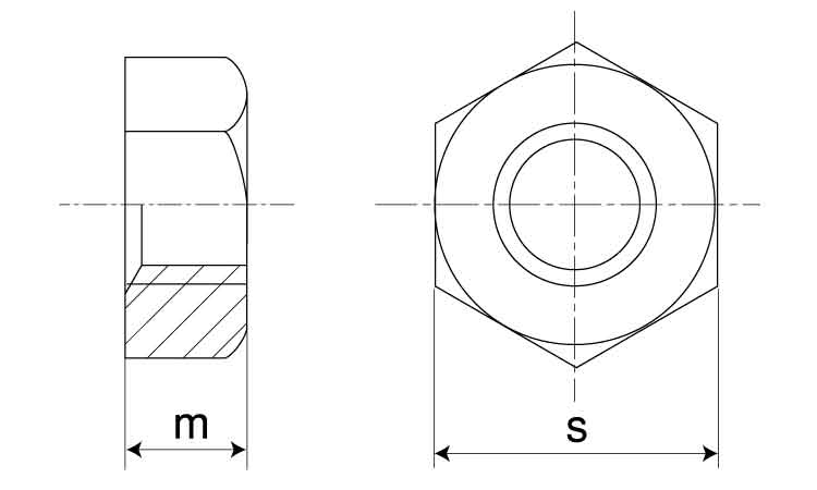 六角ナット（１種（切削図面