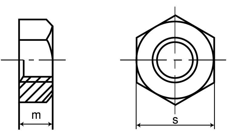 六角ナット（１種（左ねじウィット図面