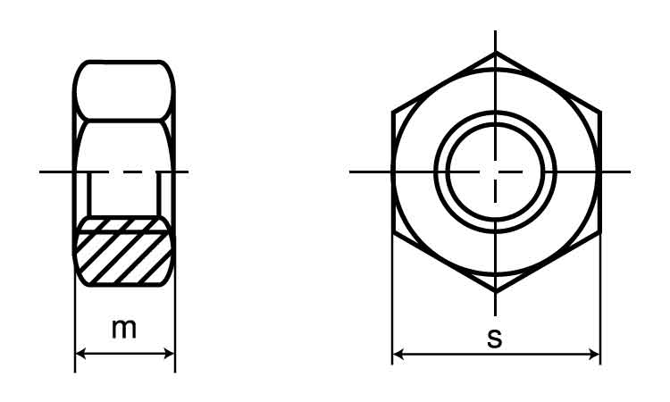 六角ナット（２種（左ねじ（切削図面