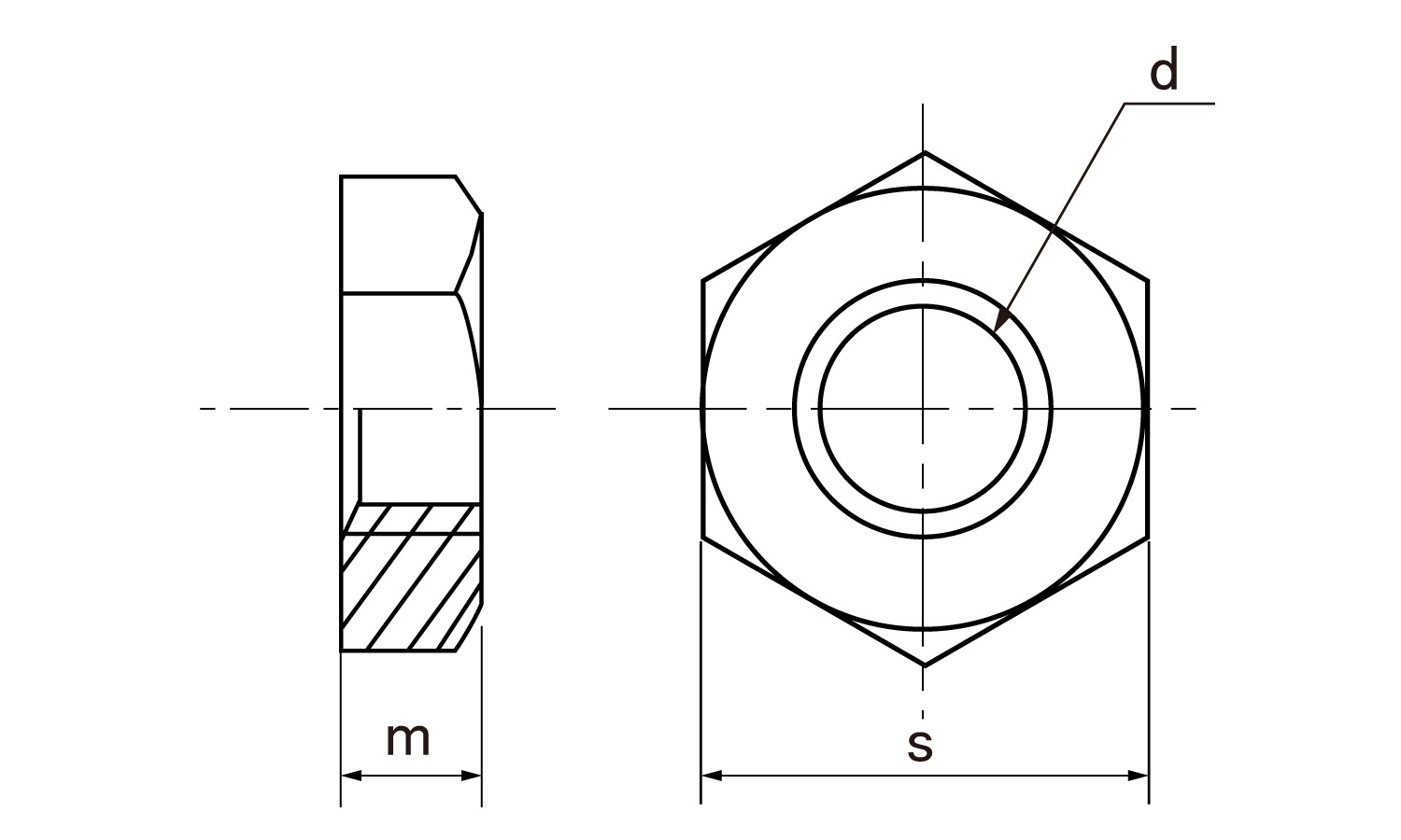 薄型六角ナット片面取特小形（細目図面