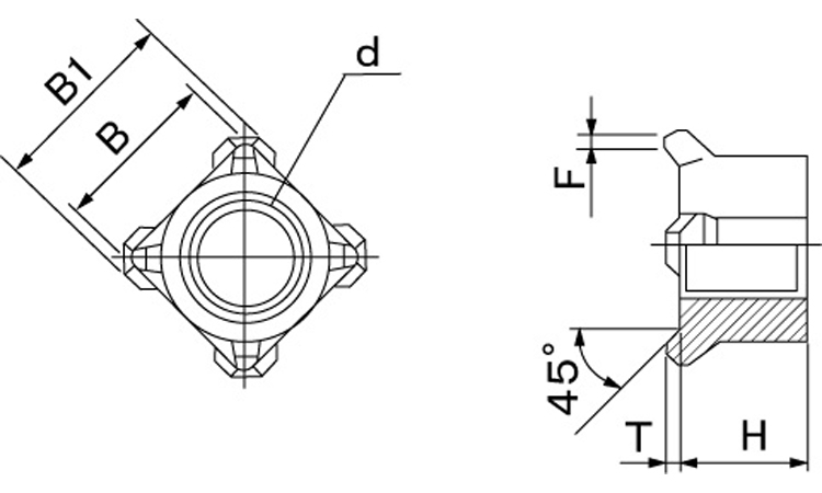 四角ウエルドＮ（Ｐ無１Ｄウィット図面