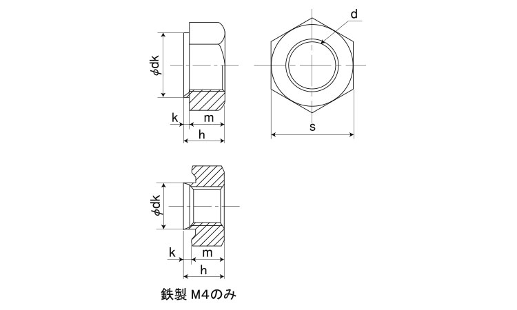 パイロット付六角ナット図面