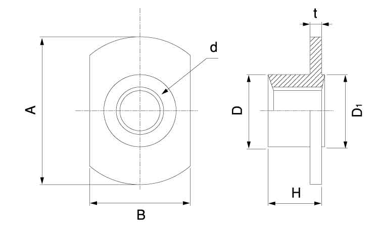 Ｔ形溶接ナット（２Ａ）尾張精機製図面