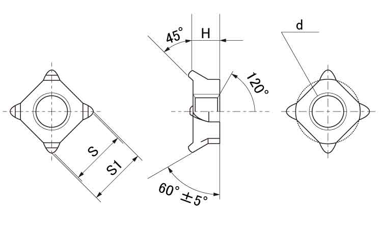 四角ウエルドセンターロックＮ細目図面