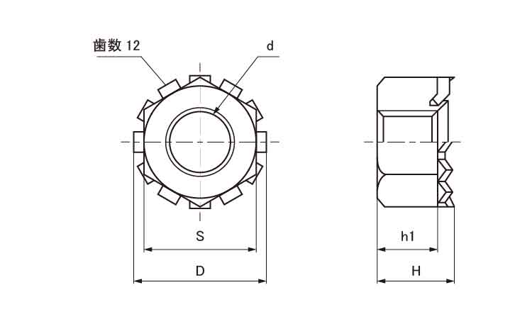 歯付座金ナット図面