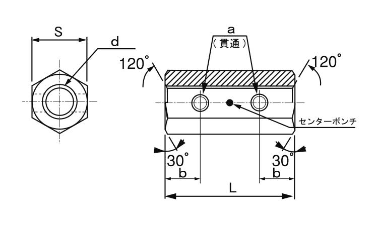 横穴付高ナットポンチ付（ウィット図面
