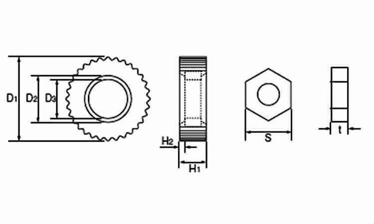 化粧ナット（貫通・黒（Ｋ－２図面