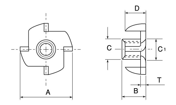 爪付Ｔナット（安達製図面