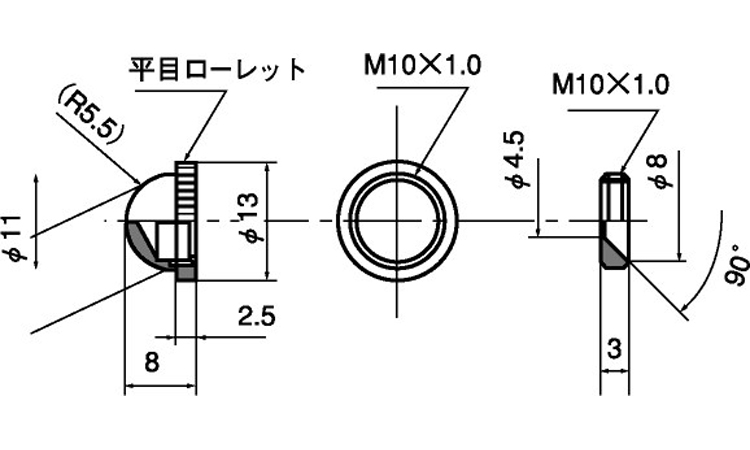 鏡止めナットＢ（ＥＣＯ－ＢＳ）図面