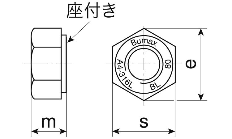 ＢＵＭＡＸ８．８　緩み止めナット図面