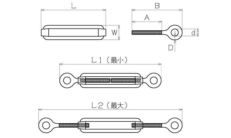 枠式ターンバックルＷアイ（マリン図面