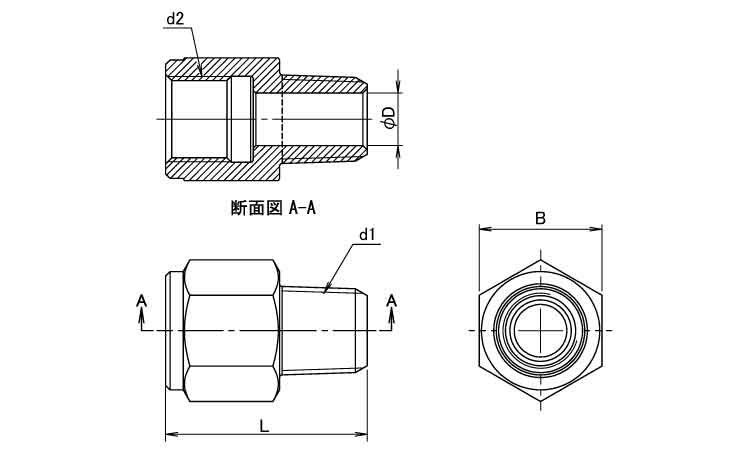 変換内外ソケット（外ＰＴ×内ＰＦ図面