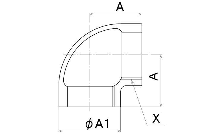 ＣＫ　９０°エルボ（Ｌ）図面