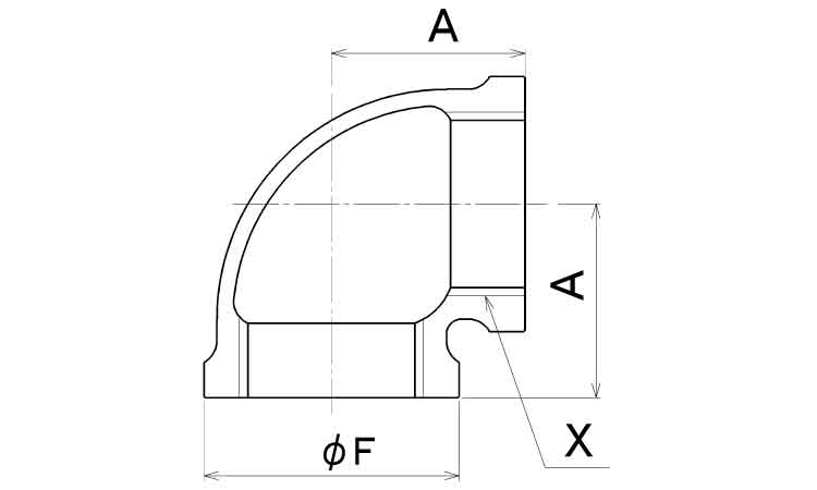 ＣＫ　９０°エルボバンド付（Ｌ）図面