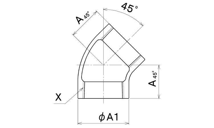 ＣＫ　４５°エルボ（４５Ｌ）図面