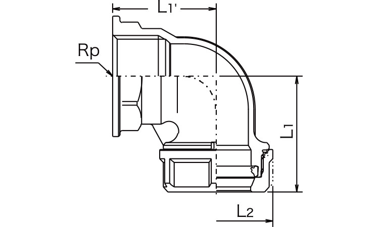 ＯＮ　給水栓エルボ（ＮＪＸＷＥ）図面