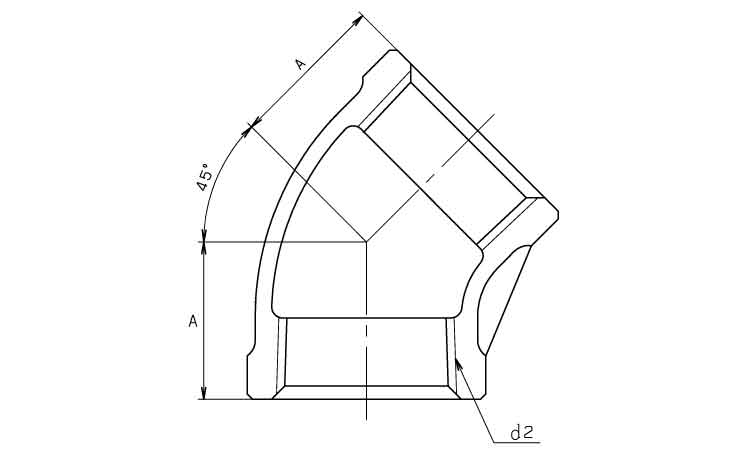 ４５°エルボ（Ｐ４５Ｌ（ＫＩＴＺ図面