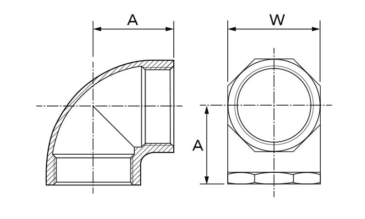 ＭＤ　９０°エルボ（８角図面