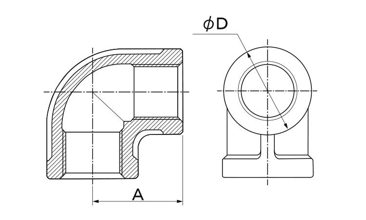 ＭＤ　９０°エルボ（丸バンド図面