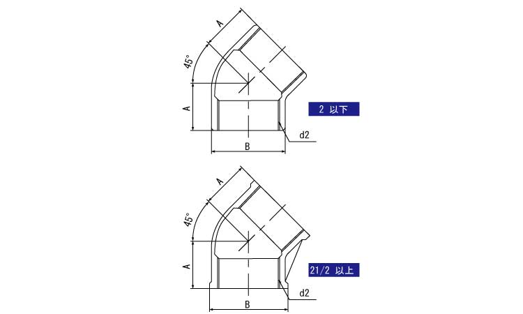 ＫＳＧ　４５°エルボ図面