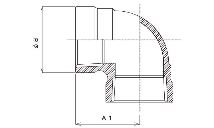ナゴヤ　９０°エルボ（Ｌ図面
