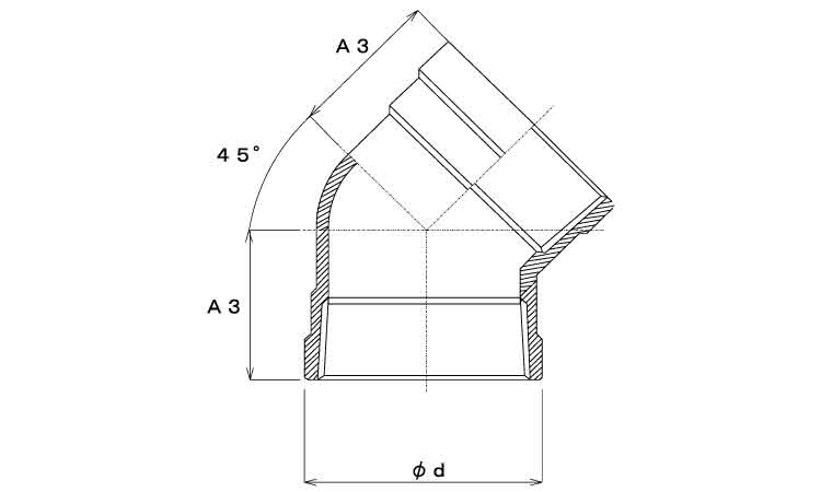 ナゴヤ　４５°エルボ（４５Ｌ図面