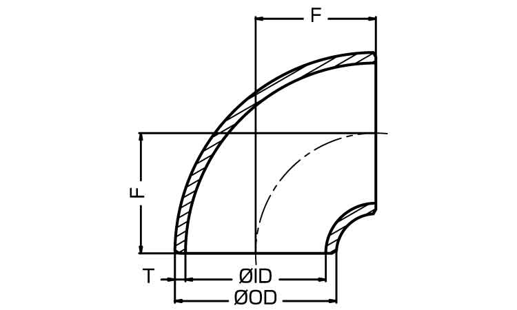 ９０°エルボ（９０Ｅ・Ｓ（Ｓ４０図面