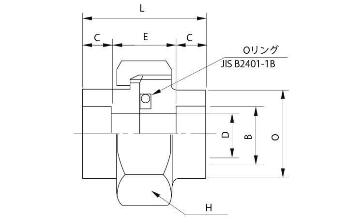 差込み　高圧　ユニオン（Ｏリング図面