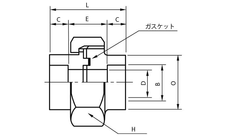 差込み　高圧ユニオン（ガスケット図面