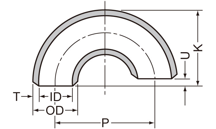 ＳＧＰ溶接エルボ１８０Ｅ（ロング図面