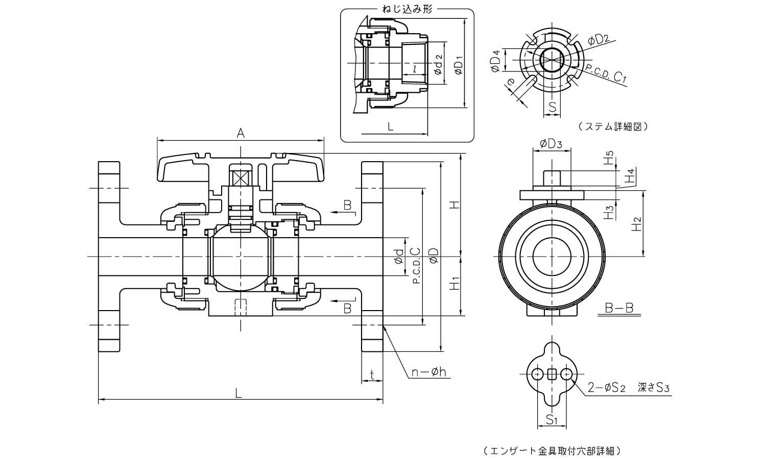 ボールバルブ２１Α型　ねじ込み形図面
