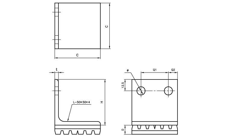 防振床バンド用アングルピースゴム図面