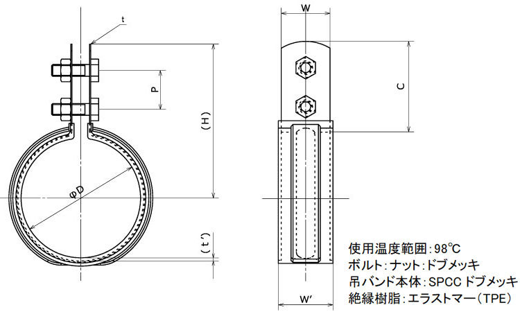 ＥＬフラット立バンドＳＧ管２１５図面