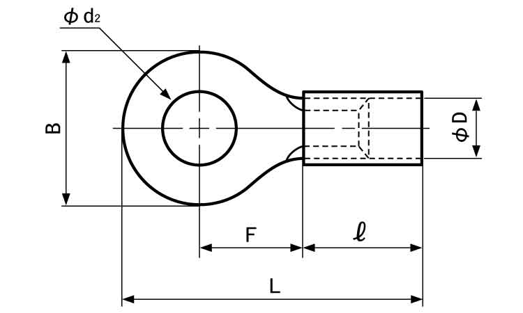 絶縁付丸形端子Ｓ形　Ｖ＊－ＭＳ＊図面