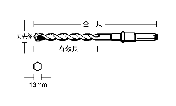 コンクリドリル六角軸（ケミカル図面