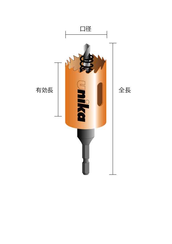 ＨＳＳハイスホールソー　つば無し図面