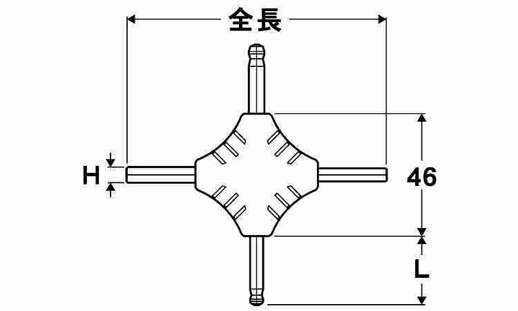 クロス型Ｔ＆六角スパナＳＹＵ－Ｗ図面