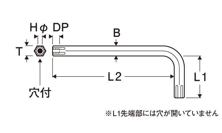 ＴＯＲＸ穴付レンチ　ＴＸＨ単品図面