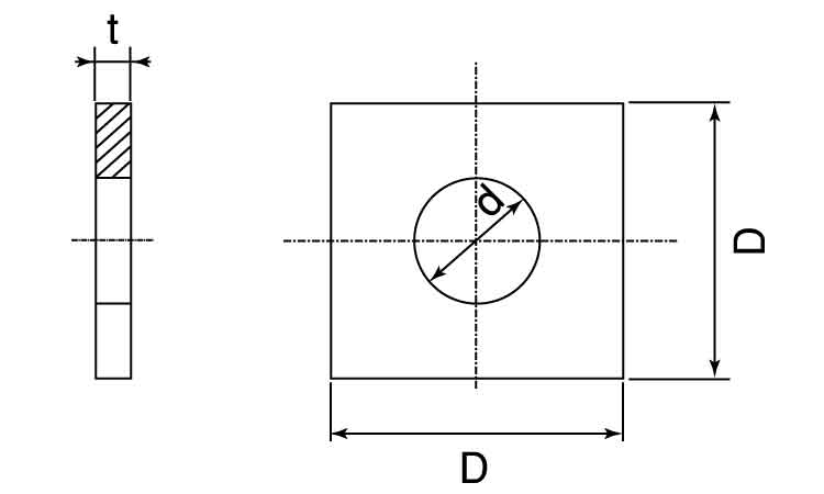 角ワッシャー（小形図面