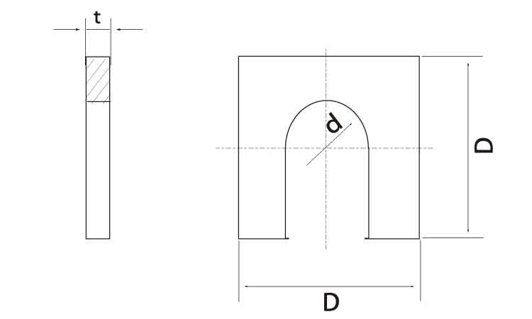 角ワッシャー（Ｕ字　板厚１．０図面