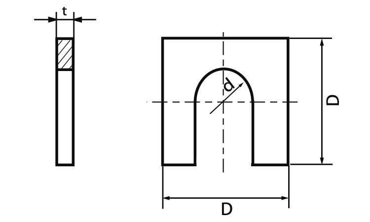 角ワッシャー（Ｕ字　特寸図面