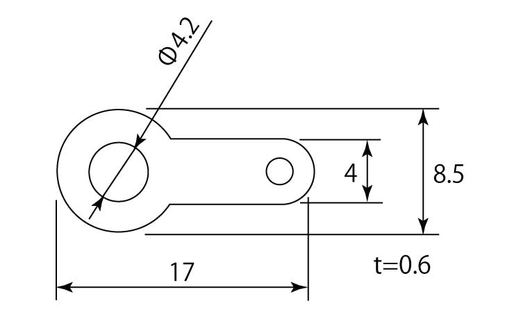 ラグ端子　Ｂ６　（堀内発條製図面