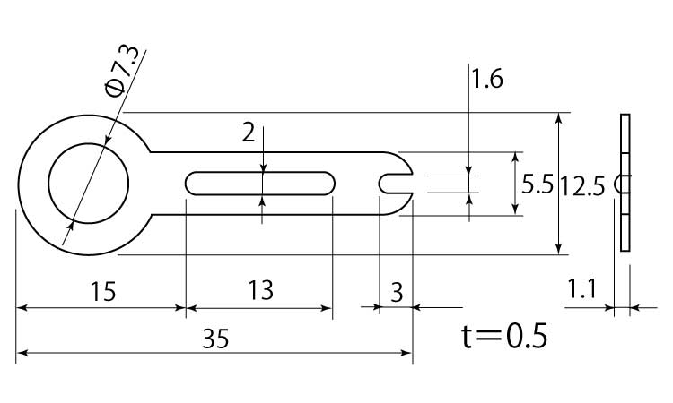 ラグ端子　Ｂ１０　（堀内発條製図面
