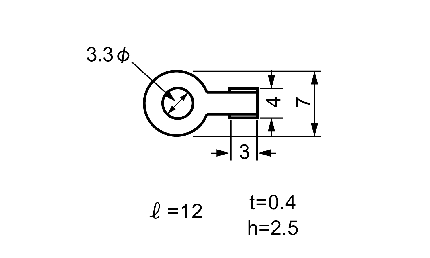 ラグ端子　Ｃ２　（堀内発條製図面