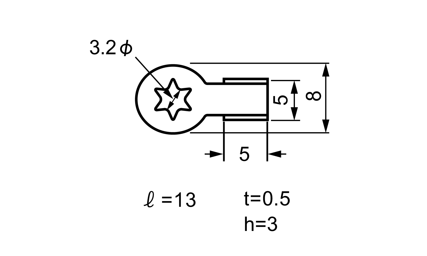 ラグ端子　Ｃ４　（堀内発條製図面